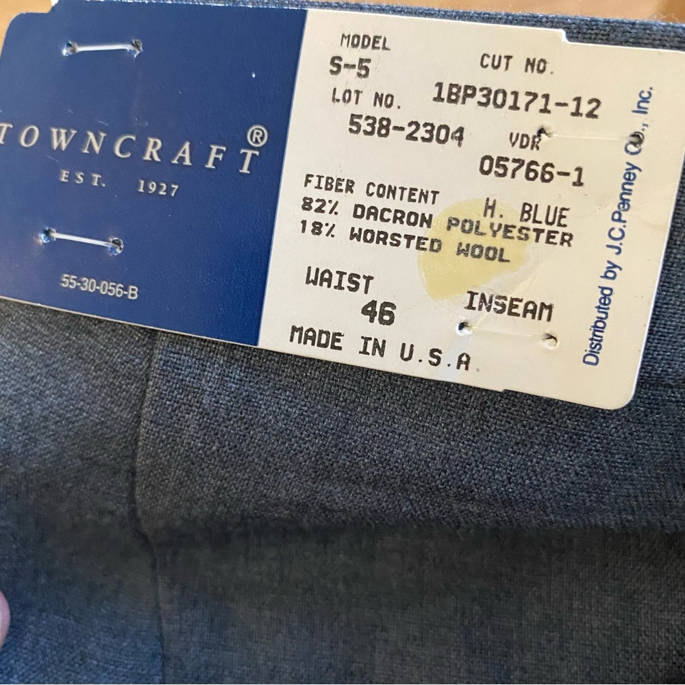 Towncraft Wrinkle Free Stain Release Pants 44 Cotton Blend Blue see measurements - Picture 6 of 8